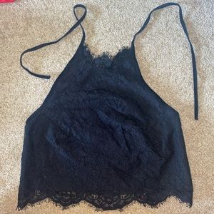 Topshop Black Lace Halter Top US 4